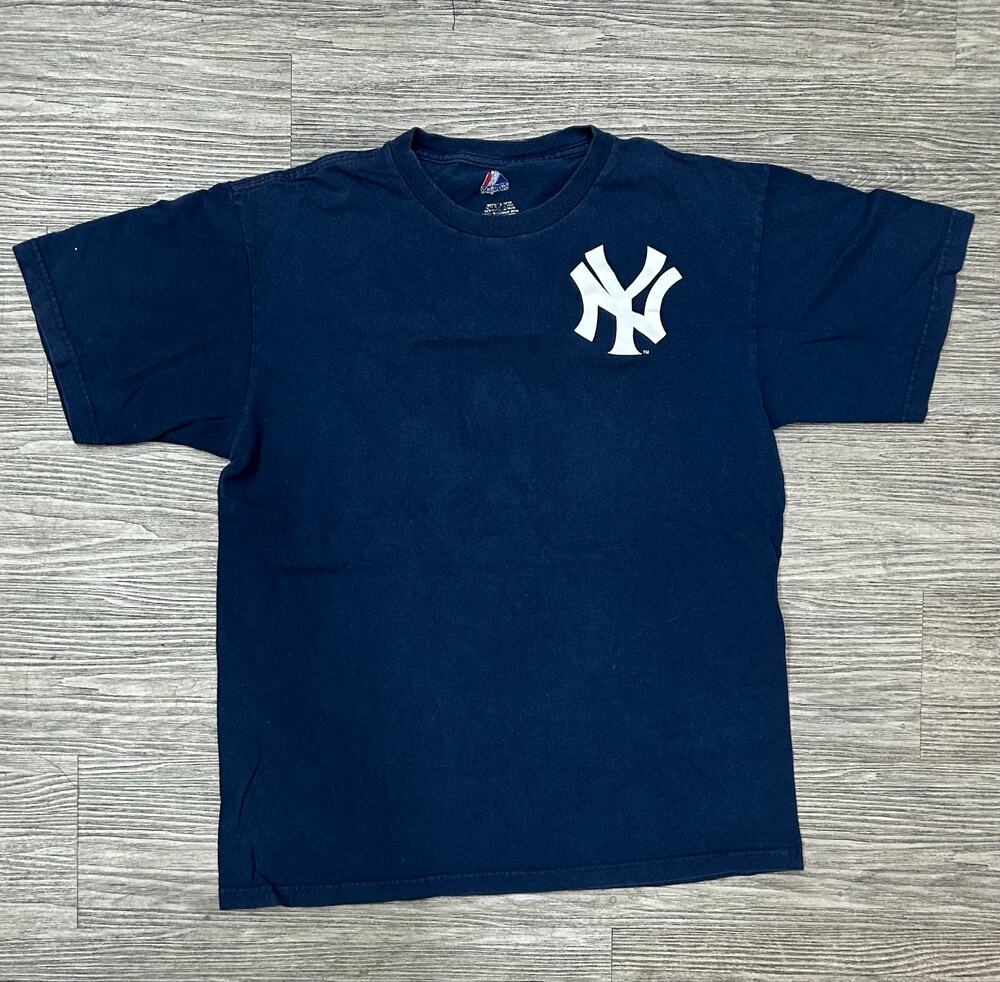 Vintage Majestic New York Yankees Derek Jeter #2 T-Shirt Youth XL Navy Blue MLB